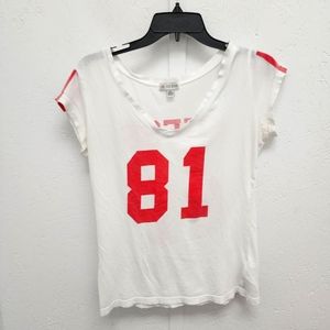 Guess White and Red Women's Jersey Top
